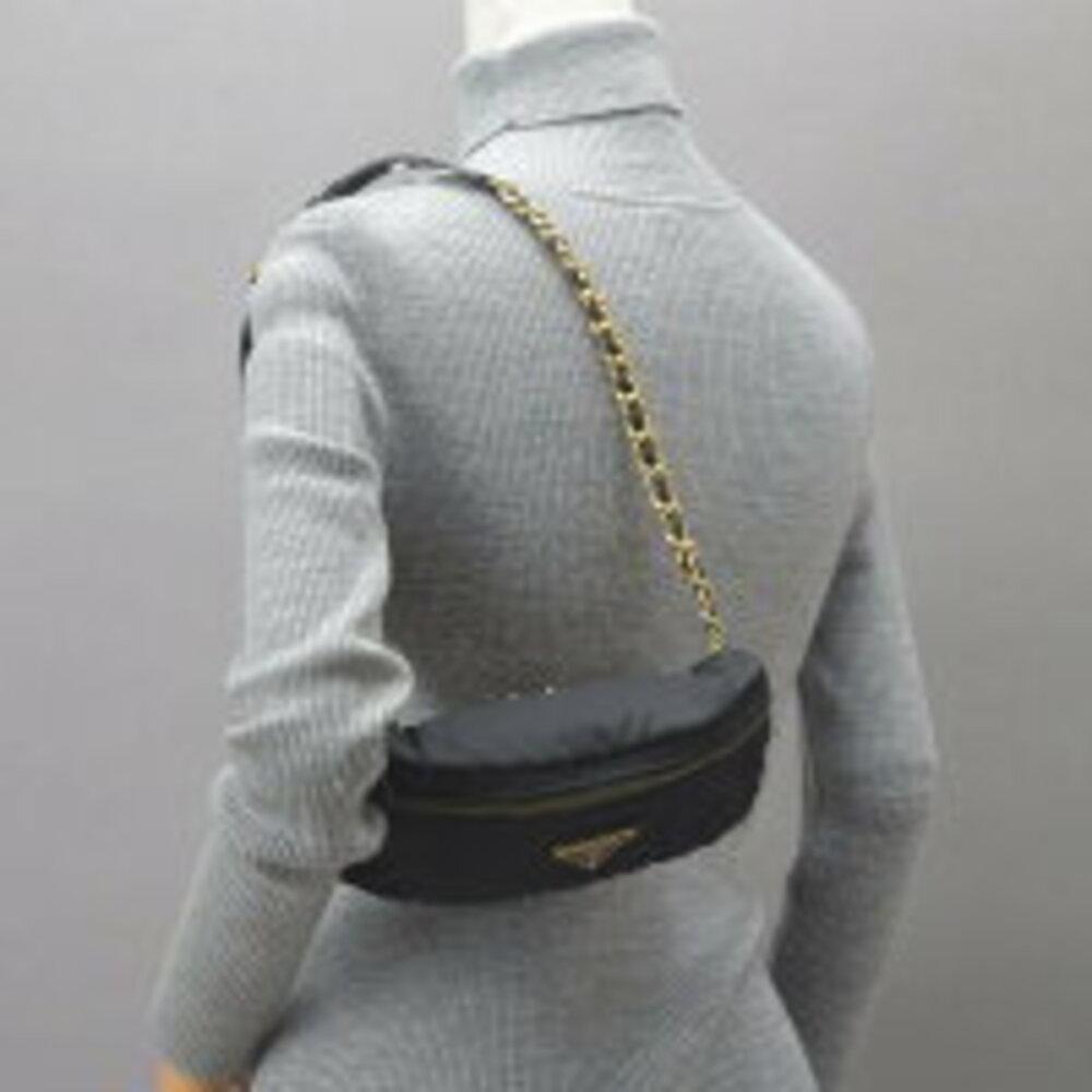 PRADA Waist bag Body Belt Bum chain belt shoulder bag leather black - Picture 8 of 10